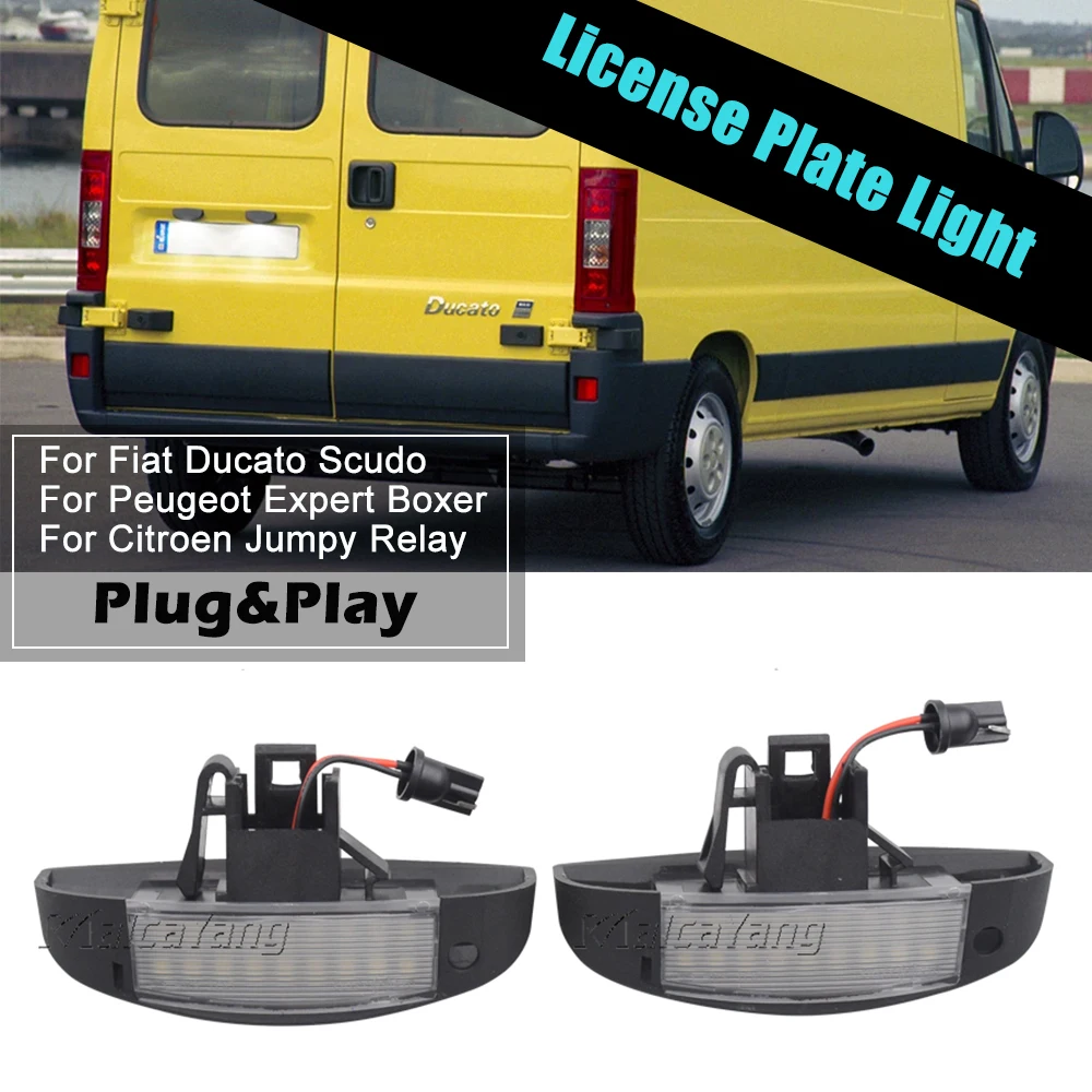 For Fiat Ducato Scudo Citroen Jumpy Peugeot Boxer 2PCS LED Number License Plate Lights Replace OE Number 1303499808