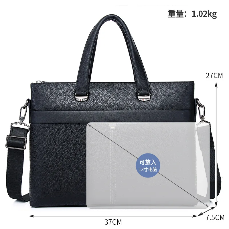 2025 حقيبة أعمال جديدة جلد طبيعي سعة كبيرة حقيبة يد رجالية الكتف Crossbody حقيبة لابتوب جلدية فاخرة الرجال #5