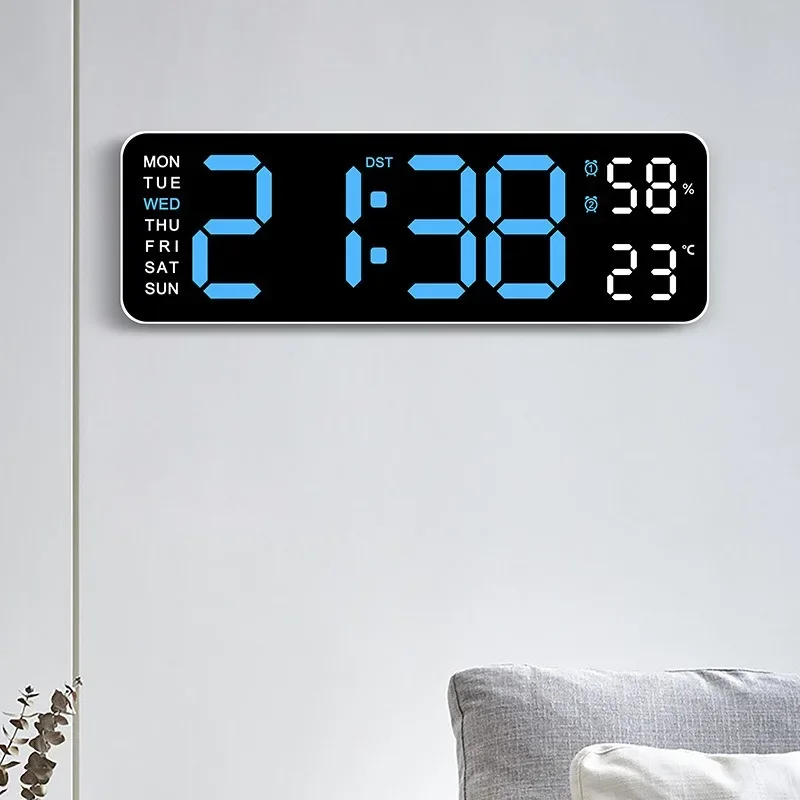 Voice Control Alarm Clock USB Powered LED Digital Clocks Temp Date Week Display 12/24H DST Brightness Adjustment 2-Alarms Clocks