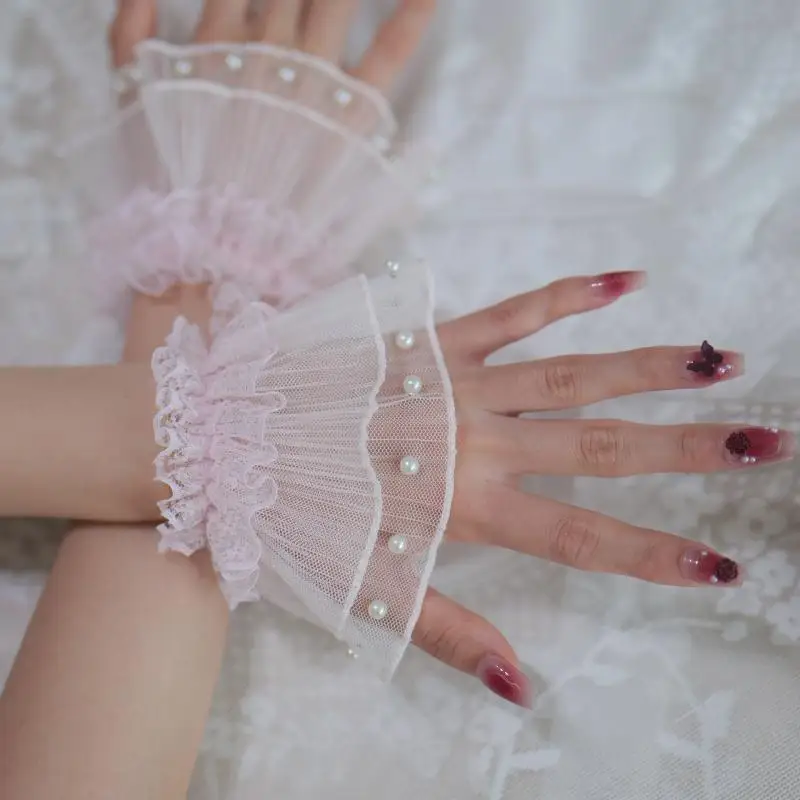 1 Para Manicure Zdjęcie Perła Koronka Ozdobna Mankiet Rękaw Ekspozycja Paznokci DIY Tło do Zdjęć Rekwizyt Narzędzia do Paznokci Akcesoria