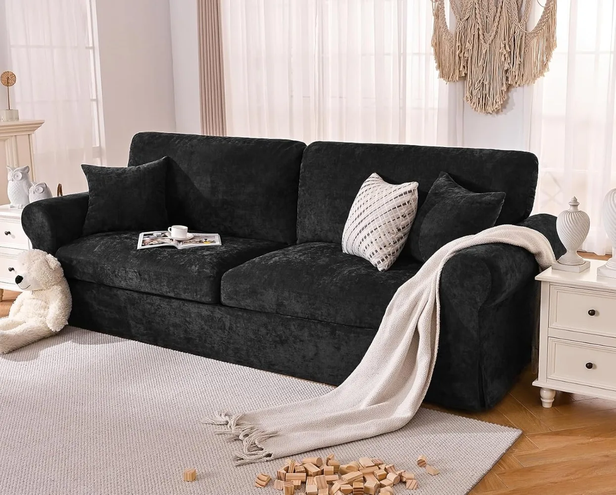 97 Inch Couch for Living Room with Deep Seat, Cloud Couch with Removable Cover, Loveseat Sofa with Thick Cushion