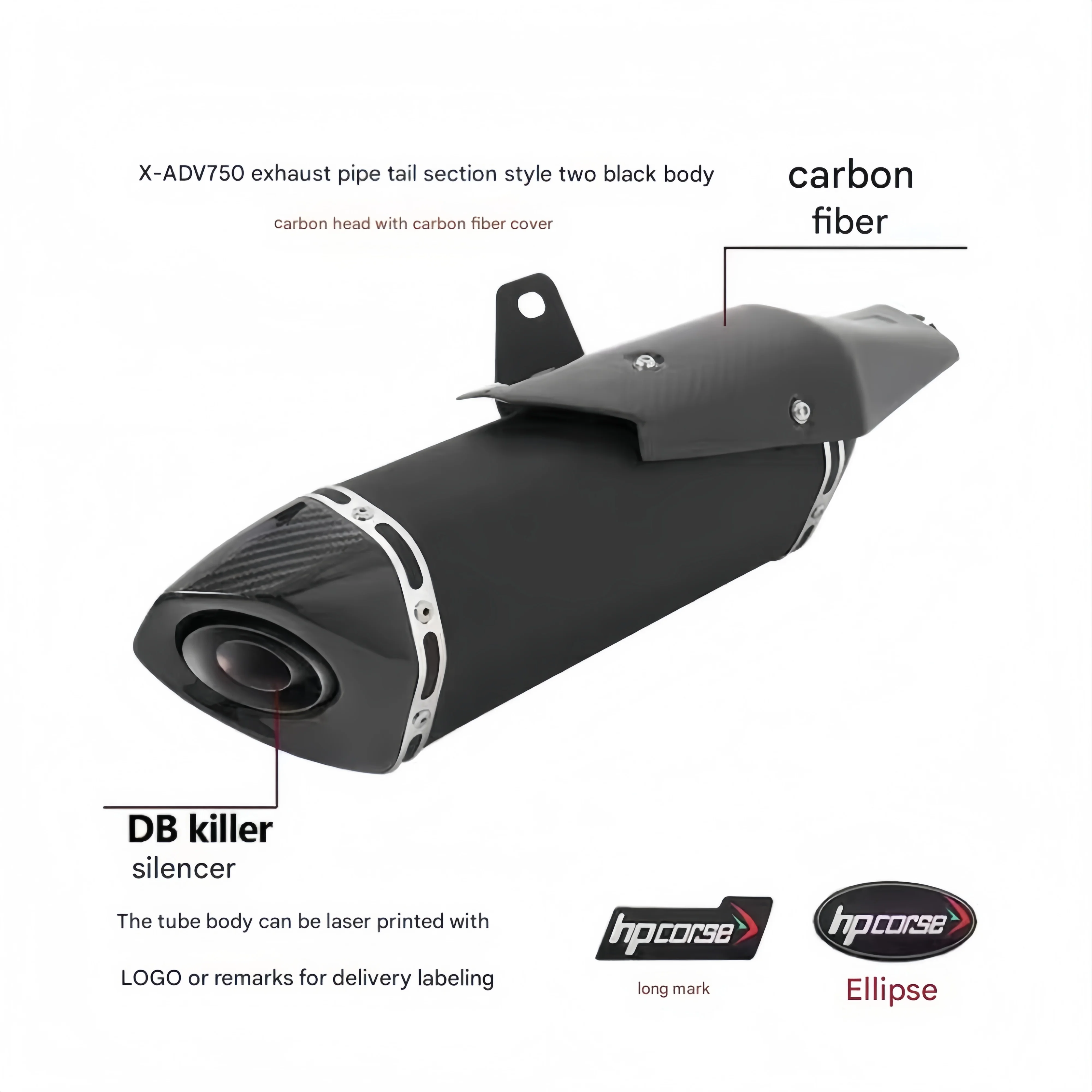 [High quality] For motorcycle scooter X-ADoV750 exhaust pipe modification X-ADV750 Scorpio carbon fiber tail exhaust 2018-2023