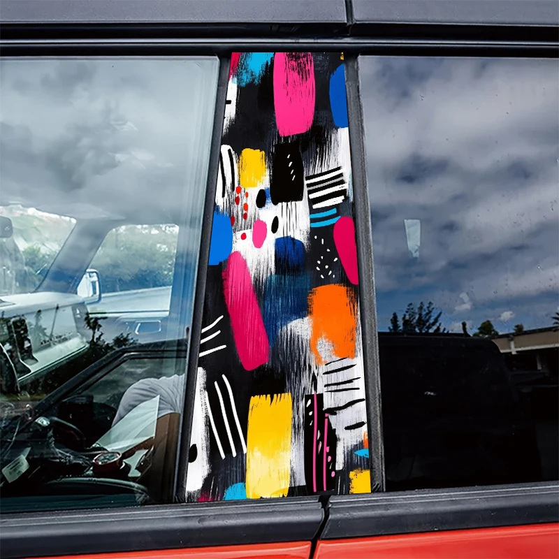 

2 штуки автомобильных наклеек на B-стойку, защитная пленка Graffiti Strokes, пленка из ПВХ-материала.