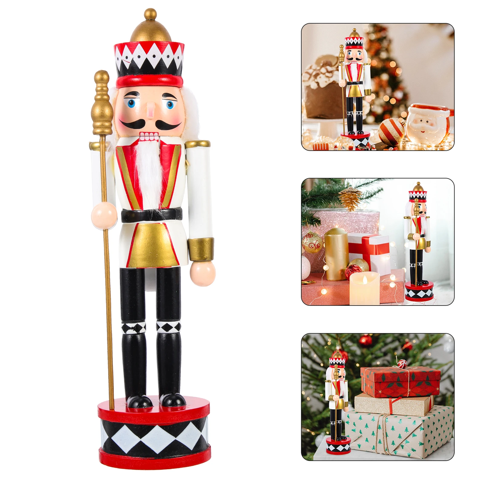 

Christmas Nutcrackers Figures Wood Desktop Decor Traditional Holiday Statue Xmas Party Supplies Indoor Adornment Gift