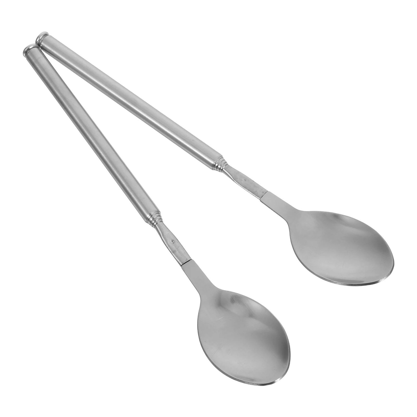 

2pcs Stainless Steel Telescopic Spoon Extendable Mixing Camping Cooking Utensil Adjustable Long Handle Serving Dinner Salad Soup
