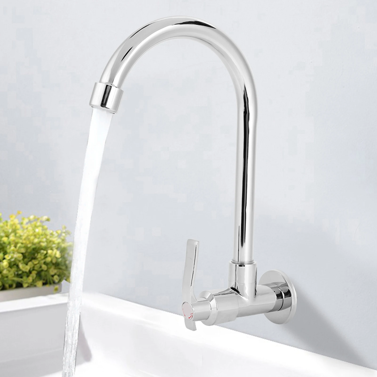 

Faucet Tap Household Kitchen Faucet Single Cold Wall Mounted Faucet Tap G1/2in (Without Hose) Wall Mounted Faucet Kitchen Faucet