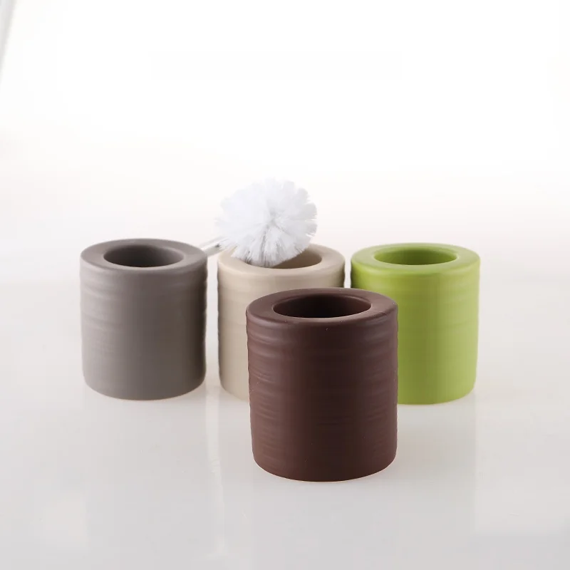 

KULE HOME Creative Ceramic Long Handle Toilet Brush Holder Bathroom Cleaning Tool No Drilling Required Toilet Cleaning Brush