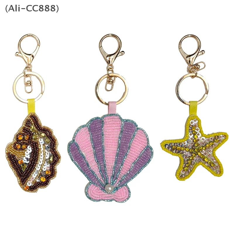 Cute Conch/Starfish/Crab/Seashell Appliques Embroidered Beaded Decals Keychains DIY Bags Charms Ocean-theme Hanging Ornament image 4