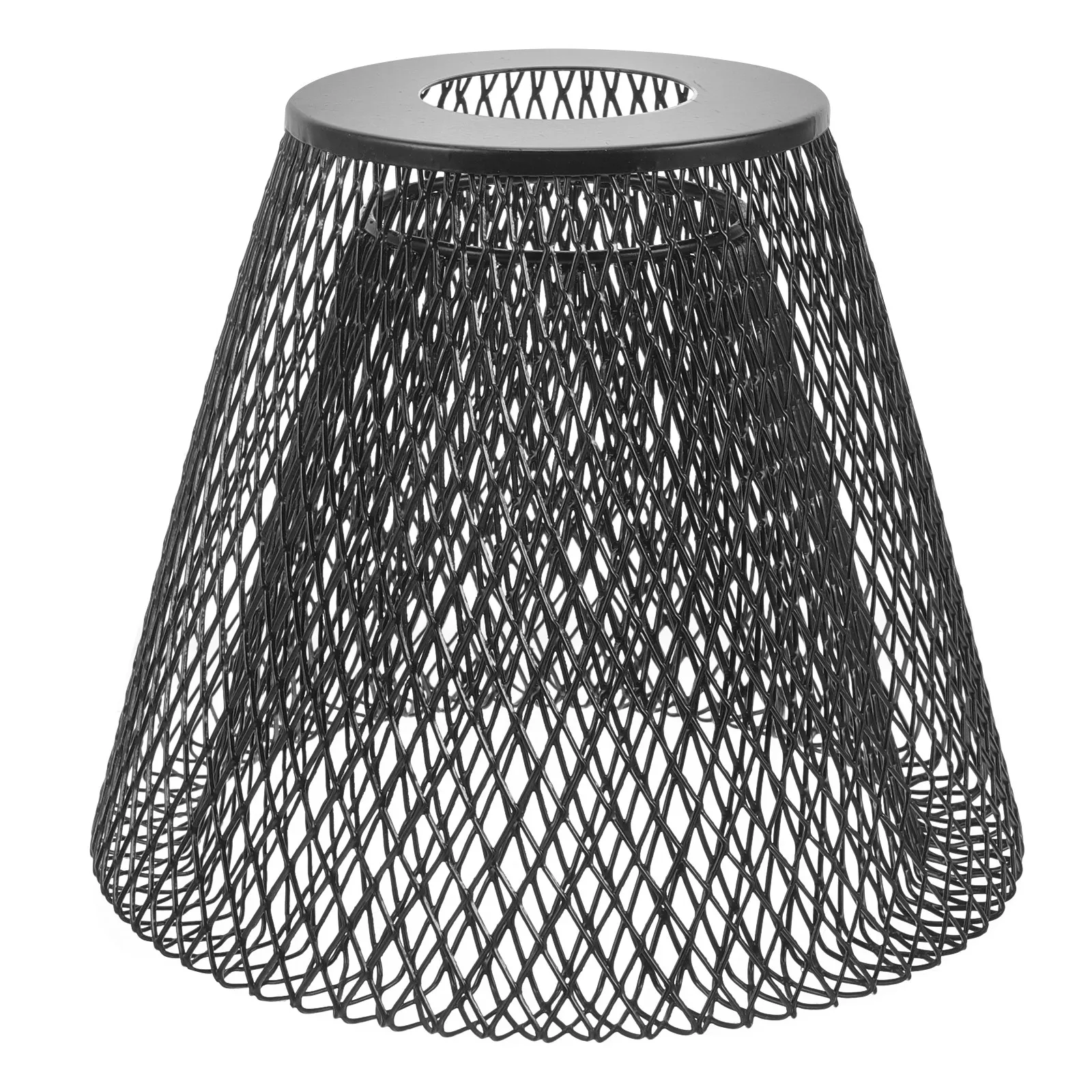 Metal Wire Cage Pendant Lamp Shade – Hollow Trapezoid Mesh Ceiling Light Cover