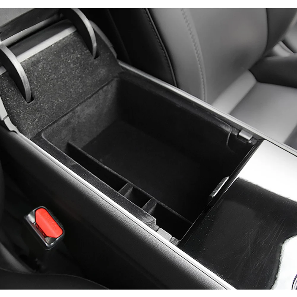 For Tesla Model 3 Highland Model Y 2020- 2024 Center Console Flocking ABS Tray Organizer Central Armrest Lower Storage Box