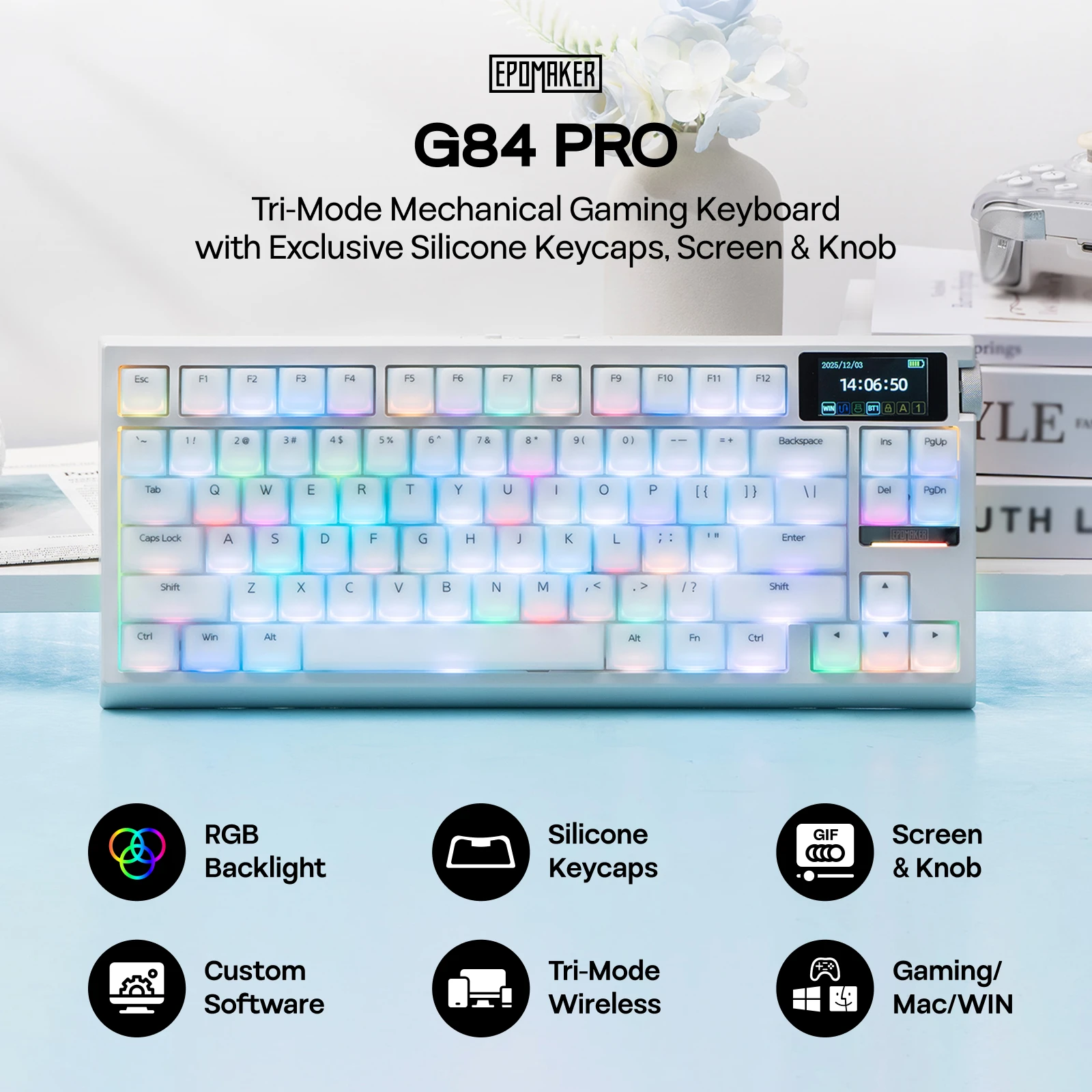 EPOMAKER G84 PRO RGBキーボード Amazon | EPOMAKER G84 PRO ワイヤレスゲーミングキーボード 75