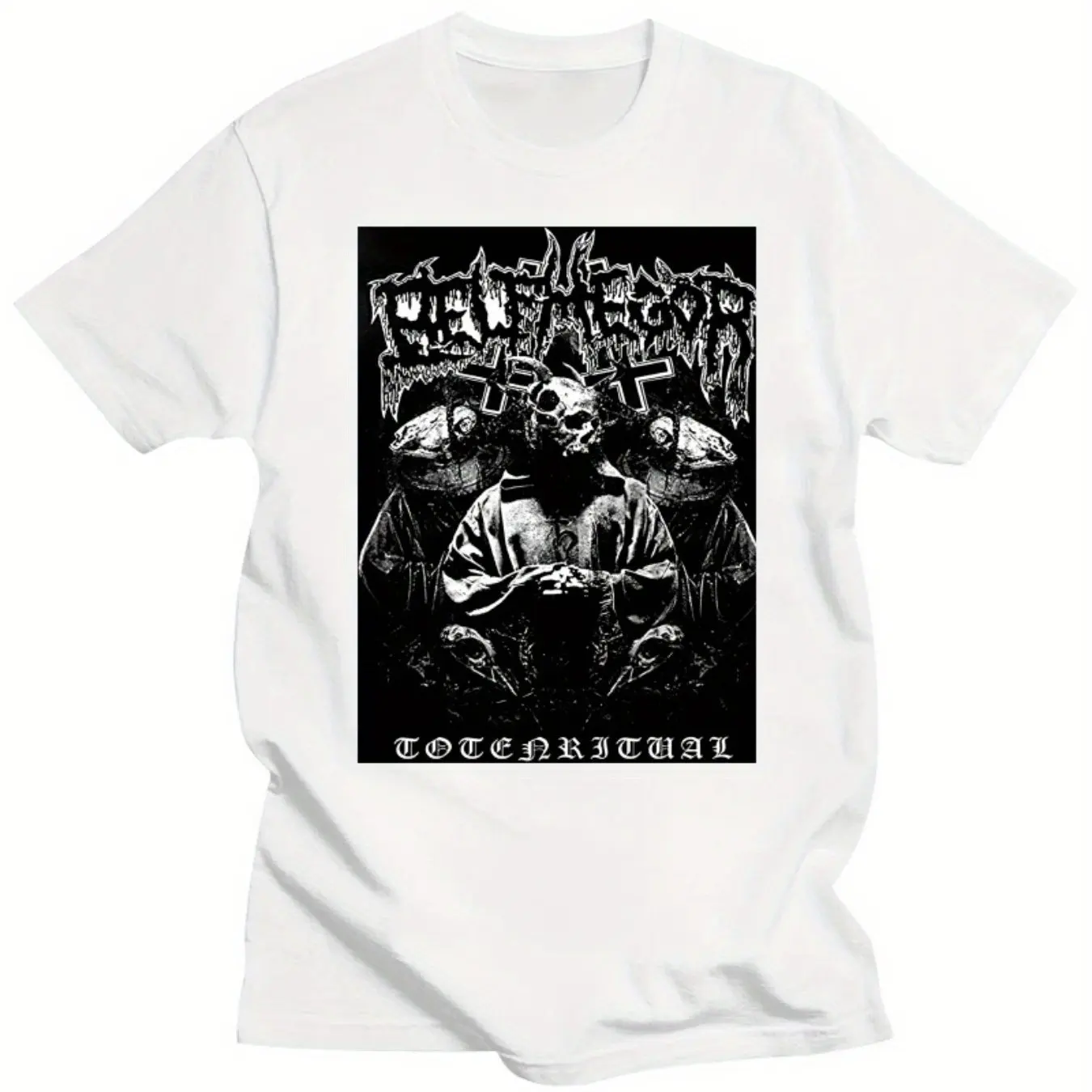 

Мужская хлопковая футболка больших размеров с рисунком Belphegor — Totenritual унисекс, повседневная футболка с короткими рукавами и дизайном черепа и городской пейзажа