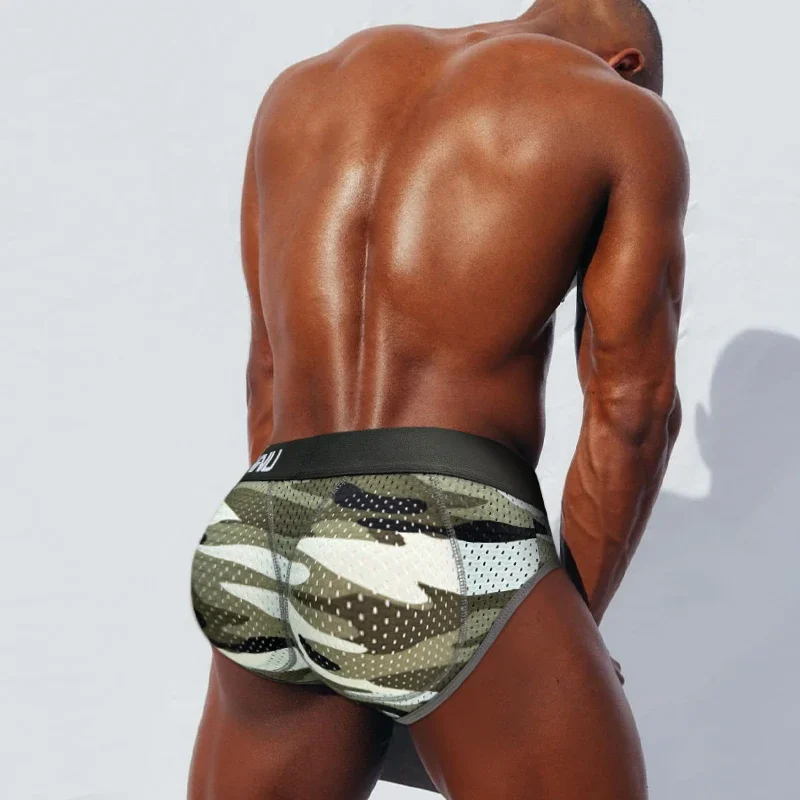 CMENIN Sexy Cotton Men\'s Panties Breathable Mesh Mens Underpants Men Camouflage Underwear Gays Hip Pad Bikini Man Briefs Trunks