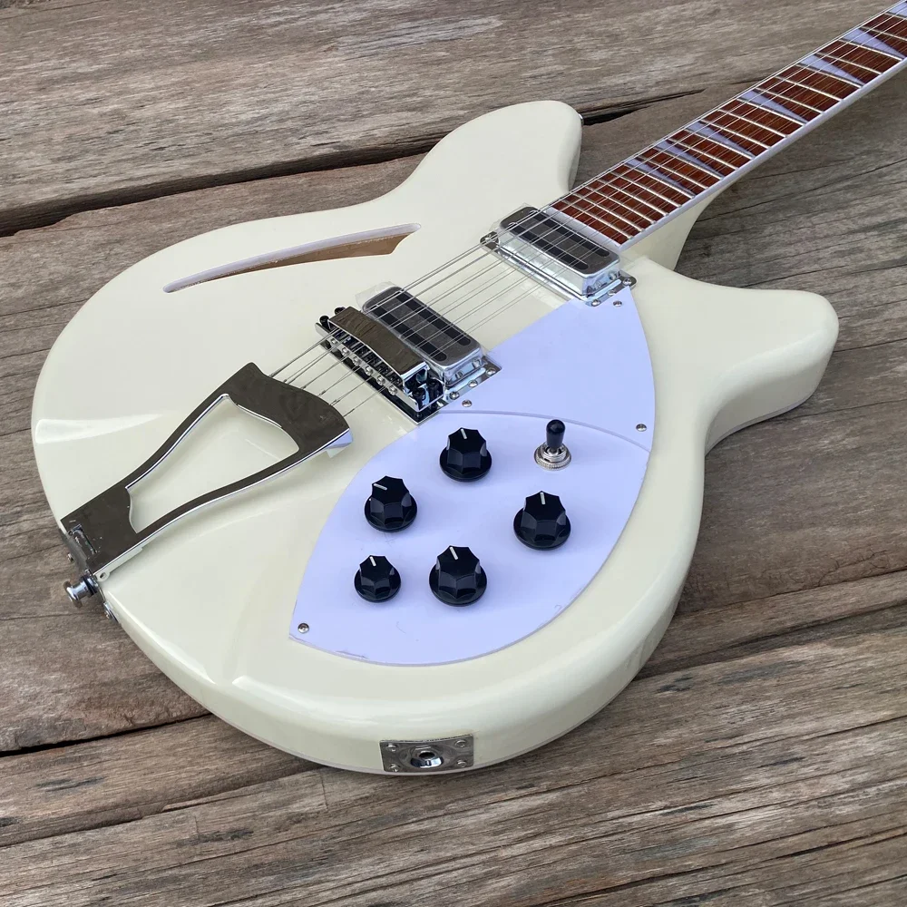 12 String Semi Hollow Body Electric Guitar White Color Tailpiece Bridge Rosewood Fingerboard R360 Guitarra