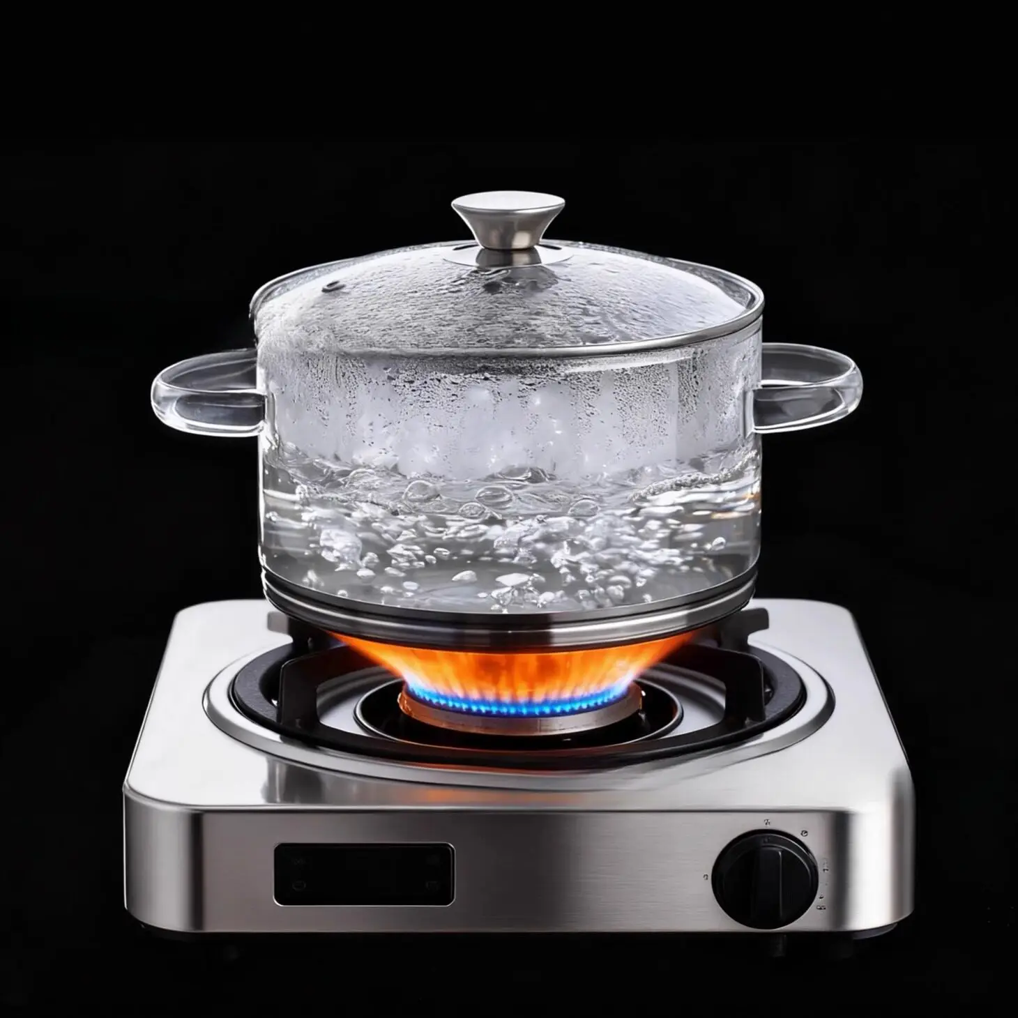 Olla de vidrio de borosilicato con base de acero inoxidable PYH, apta para fuego abierto, gas, olla tipo amphora y cocina de inducción.