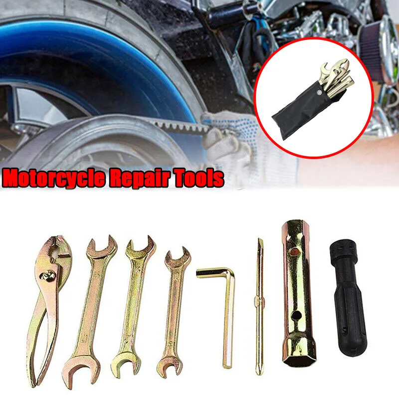 7Pcs Universal Motorcycle Repair Tool, Screwdriver Tool Ignition Kit, Wrenches, Accessories, Pliers, Screwdriver, Sleeve G9M8