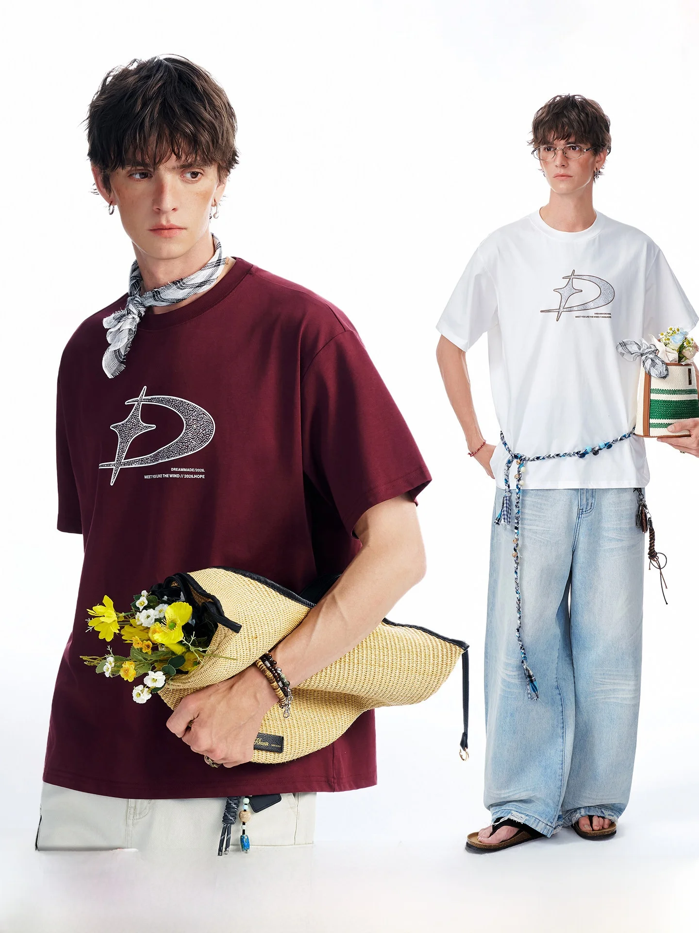 

Dream Made American Design Sensation Rhinestone Short Sleeve Men's Summer New Heavyweight Cool Feeling T-Shirt Casual Commute
