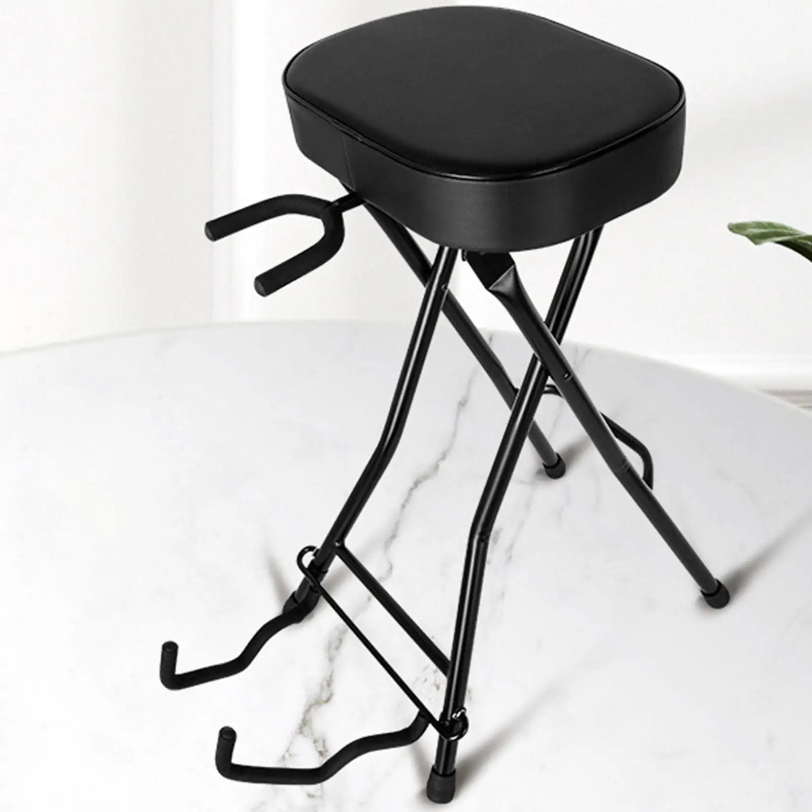 

Guitar Stool Seat Portable with Footrest Guitar Chair for Bass Players Playing Stool Acoustic Electric Guitarists Musician