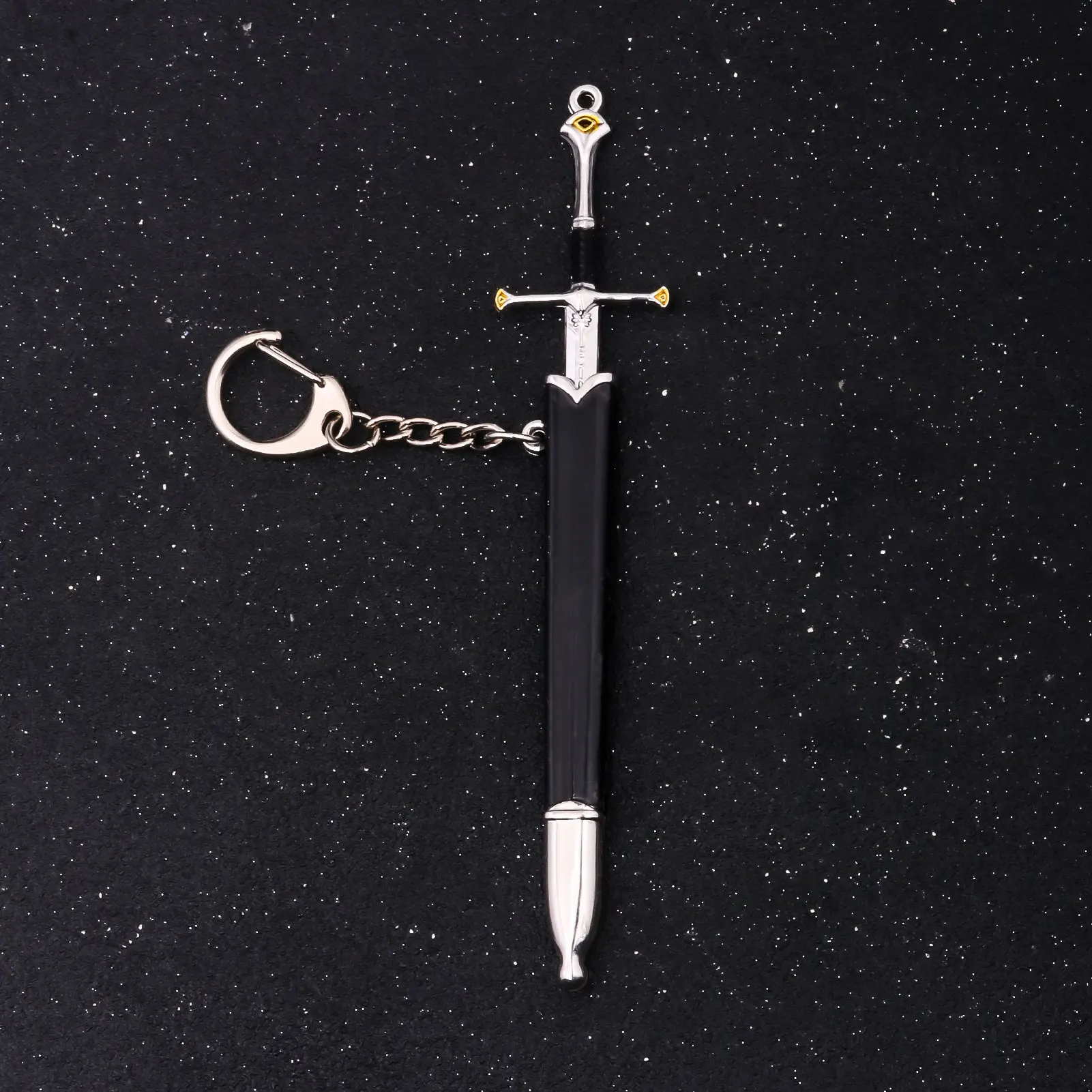 12 Aragorn Narthil Sword Keychains Elves Anduril Medieval Weapon Ring Metal Katana Samurai Sword Bag Pandant Men Ornaments Gifts