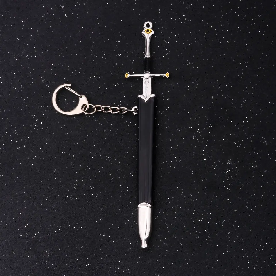12 Aragorn Narthil 검 열쇠 고리 엘프 Anduril 중세 무기 반지 금속 Katana 사무라이 검 가방 Pandant 남자 장식품 선물
