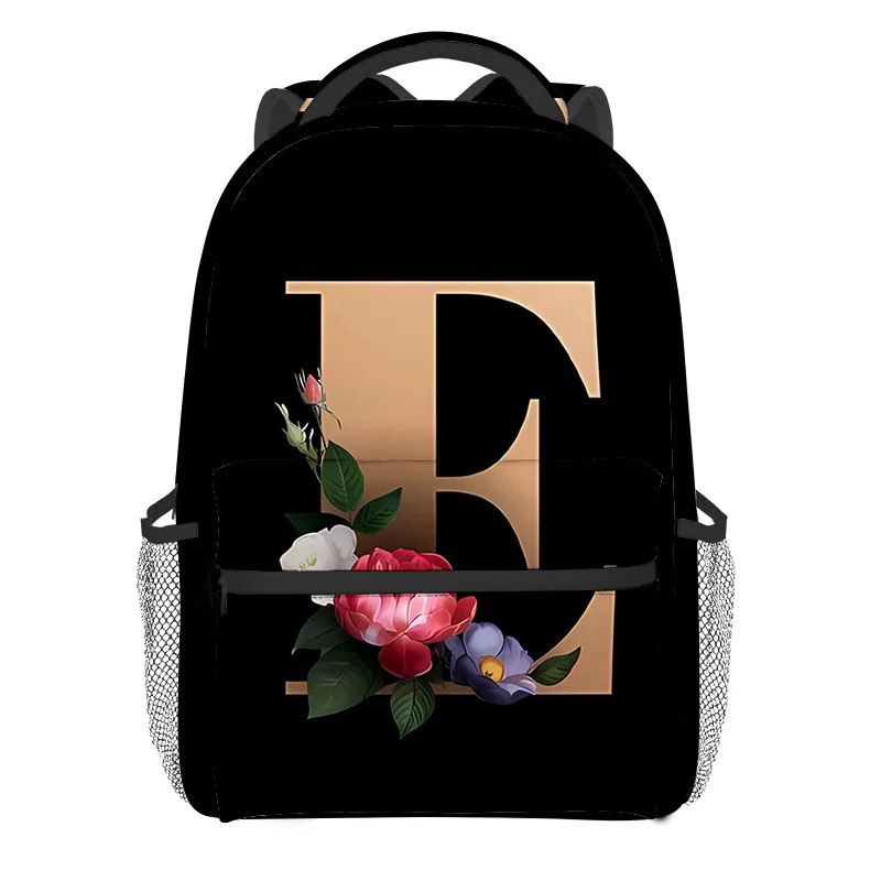 漫画人気の花文字 A-Z 学生ブックバッグノートブックバックパック 3D プリントオックスフォード防水男の子/女の子旅行バックパック