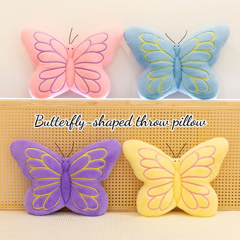 

New 3D Butterfly Throw Pillow Colorful Plush Stuffed Animal Print Decorative Cushion for Bedroom Living Room Sofa Home Decor