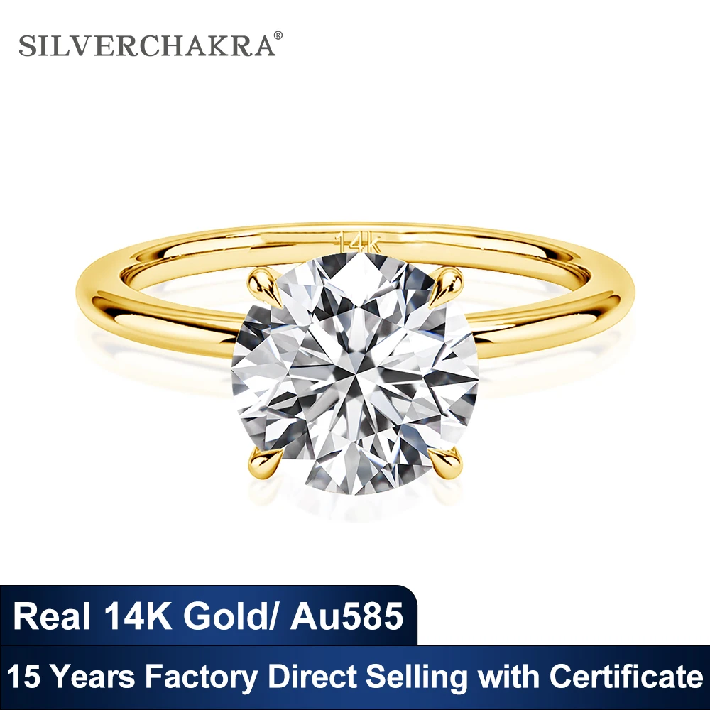 Original and Pure 14k Gold Wedding Rings Au585 Jewelry Real Certified 1ct to 3ct Moissanite Ring for Women Luxury Wedding 2025