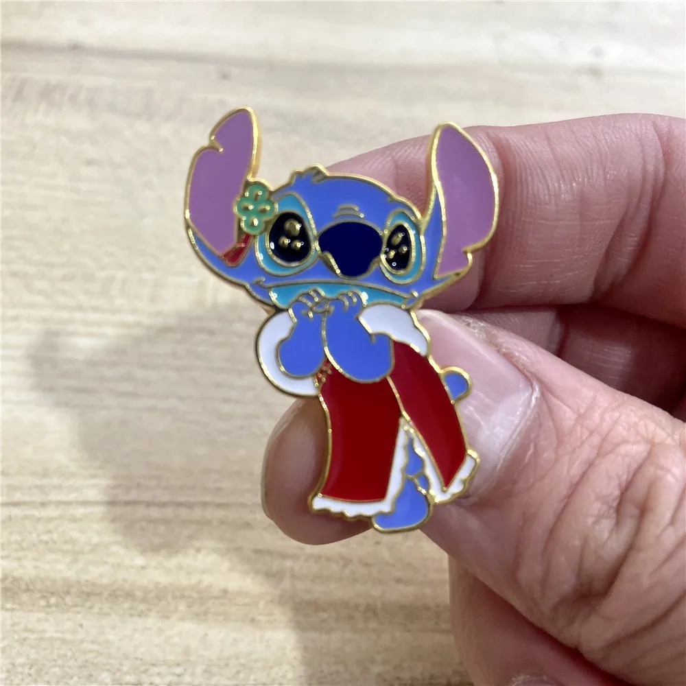 Disney Pins Creative Stitch Chinese Style Hairpin Skirt Dress Up Pattern Metal Emblem Brooches Fashion Women Accessories Badge