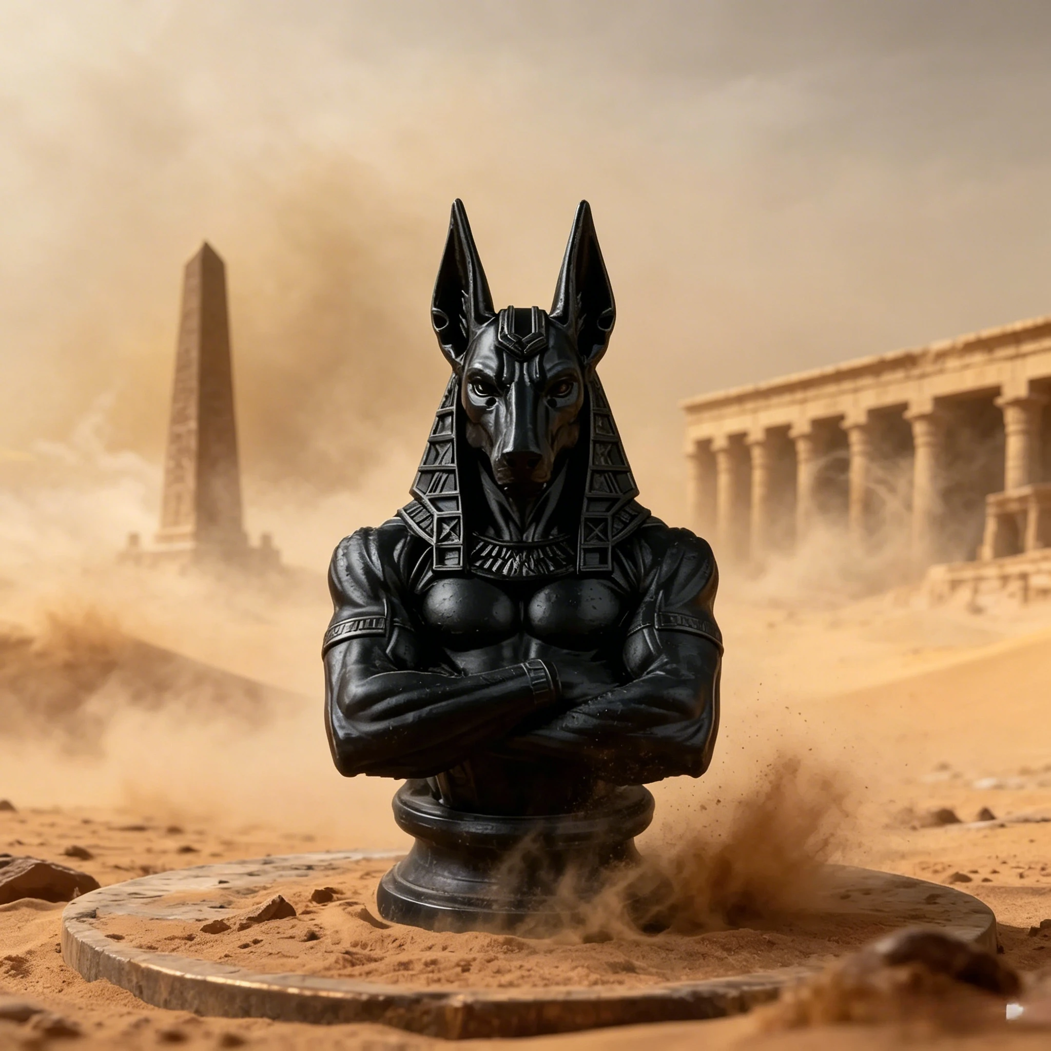 Anubis Bust Figurine 3D Printed Egyptian God Statue Black Jackal Sculpture for Home Decor Collectible Gift