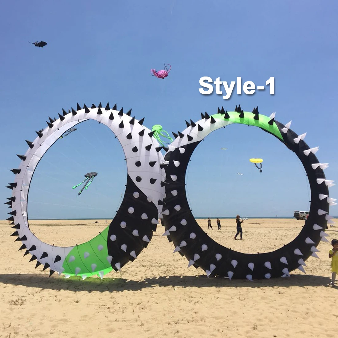 9KM 5m Spiky Bol Kite Line Laundry Kite Zacht opblaasbaar 30D Ripstop Nylon met tas voor Kite Festival (Accepteer groothandel)