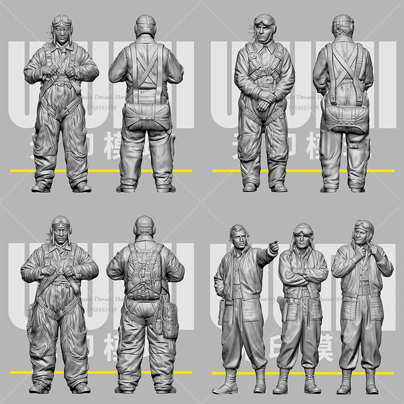 1/35 Scale DIY Self-assembled GK 3D Resin Un-panited Doll White Micro Model Chinese Male Pilot‌ Armored Vehicle Personnel‌