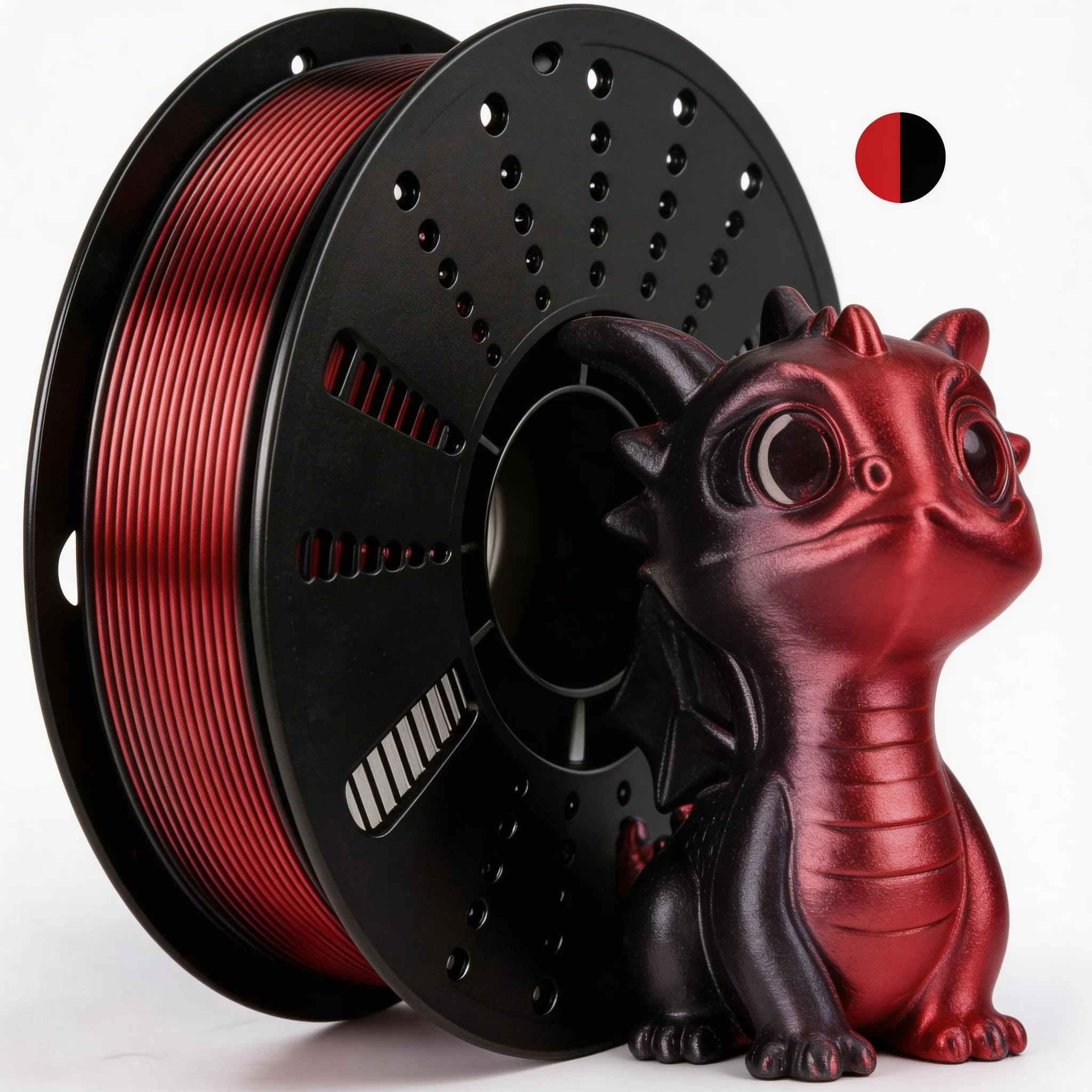 

Филамент для 3D-печати, PLA Silk Dual Color, набор для 3D-принтера, 1.75 мм, с эффектом смены цвета, шелковистая поверхность, катушка 1 кг, черный/красный