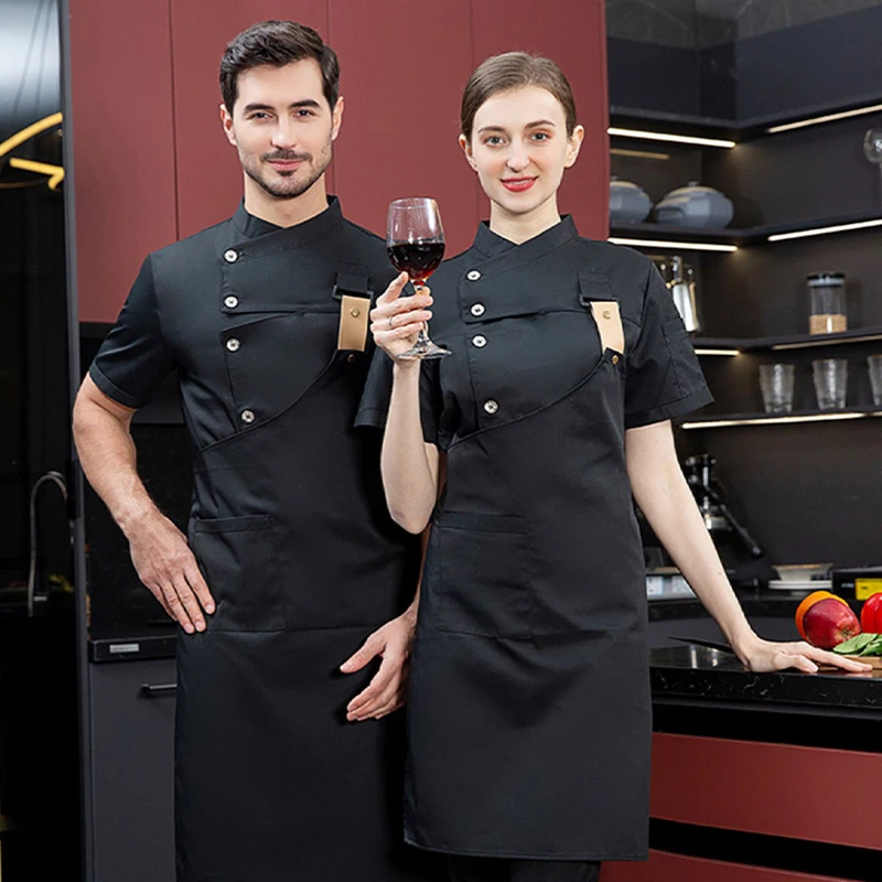 Keukenjas Catering Uniform Korte mouw Chef-kokkleding Hotel Serveerster Restaurant Werkkleding Bakkerij Sushi Chef-kokjas Fornuisoverhemd