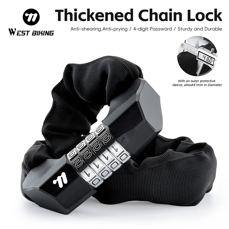 4 Digit Password Bike Lock Carbon Steel Chain Lightweight Anti Theft for Bicycle Motorcycle E-Bike Scooter Bicycle Accessories