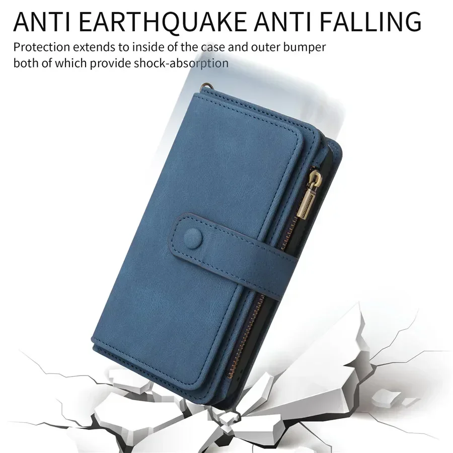 A55 A35 A 25 15 05 A05S A54 5G Zipper Wallet Leather Case For Samsung Galaxy A55 A35 A25 A15 A05 A54 A34 A24 A14 A05S Flip Cover