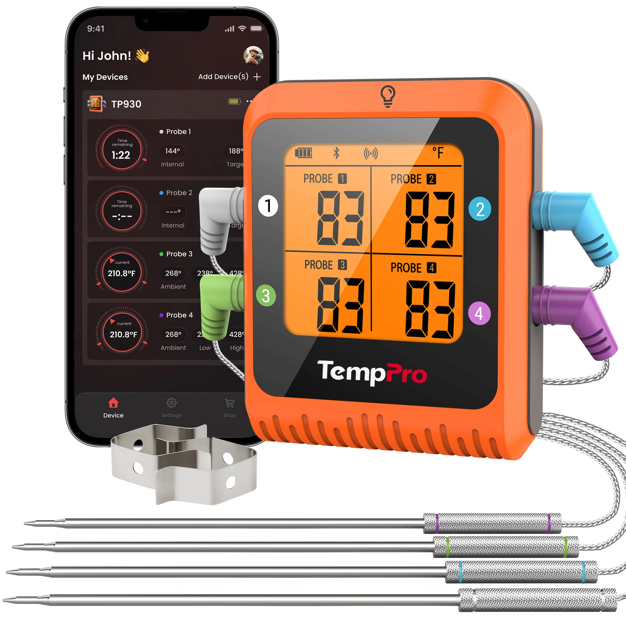termometro-digital-inalambrico-temppro-tp930-con-bluetooth-recargable-para-barbacoa-y-cocina-con-4-sondas-para-carne-y-horno-alcance-de-200-m