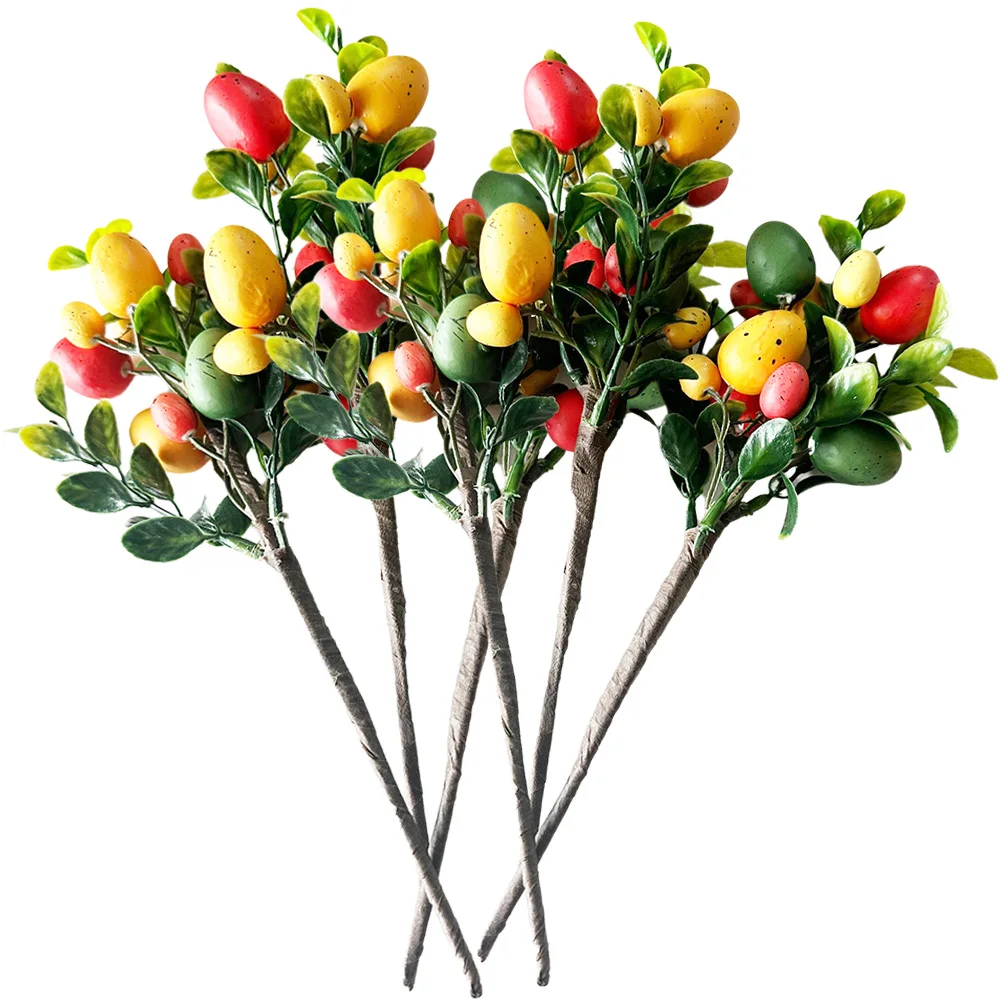 

2Pcs 2024 Easter Decoration Egg Branches Artificial Flower Bouquet Easter Decor Egg Twig Foam Flower Garland Party Props