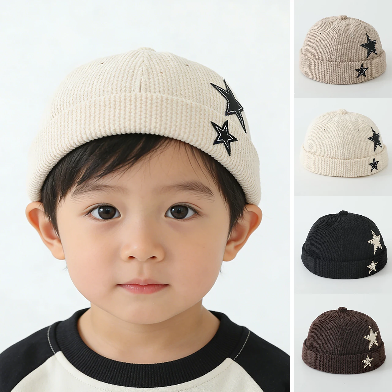 

Осенняя вельветовая детская шапка-бини без козырька однотонная для малышей 1-6 лет, для мальчиков и девочек, в форме дыни, с звездами