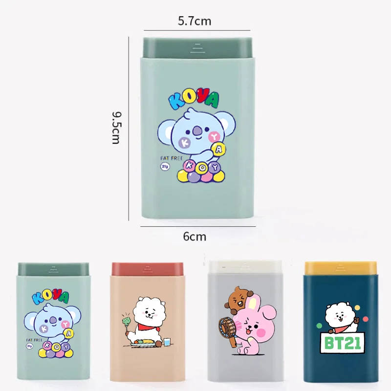 

BT21 Vitamin Box Pill Cases Container Organizer Storage BT21 Mini Small Portable Travel Tablet 7 Days 6 Grids Medicine Fish