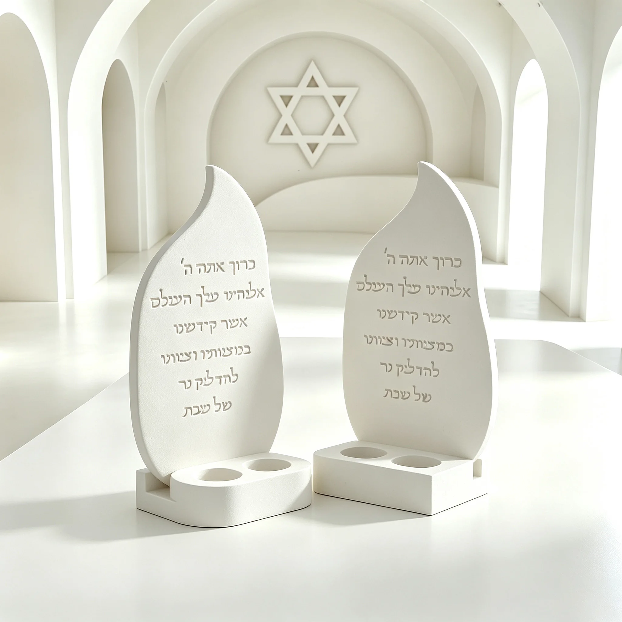 Shabbat Blessing Plaque Silicone Mold Dual Candle Holder Cement Gypsum Resin Mold Jewish Judaica DIY Craft Tool