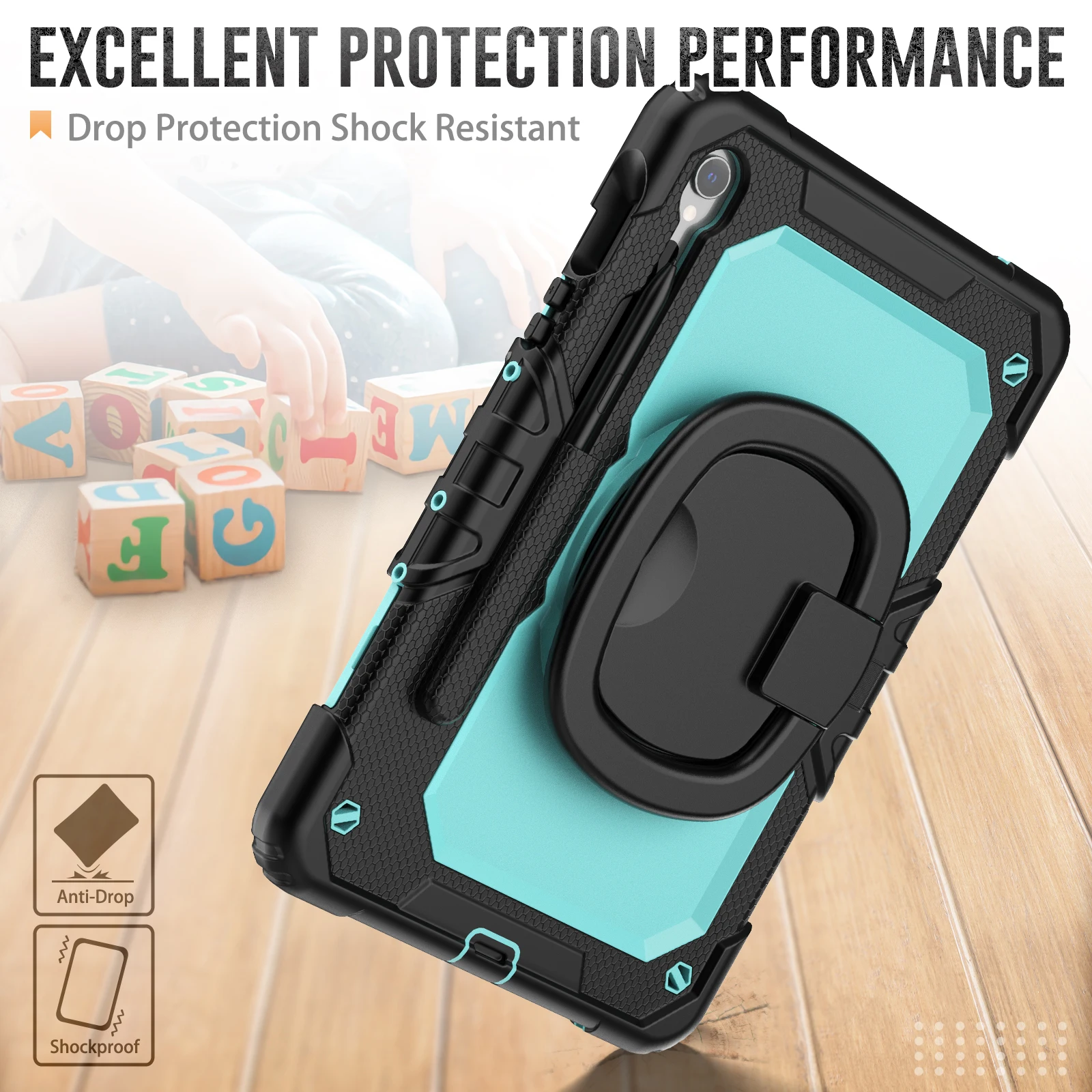 เคสหมุนได้ 360 องศา สำหรับ Samsung Tab S10 Lite S9 FE SM-X400 X406 X520 X526 X510 X516 X710 X716 พร้อมที่จับ