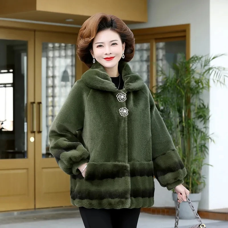 Women's Mink Velvet Jacket, Long Loose Overcoat, Thick Warm Parker Coats, Female Woolen Coat, New Fashion, Autumn, Winter, 2023