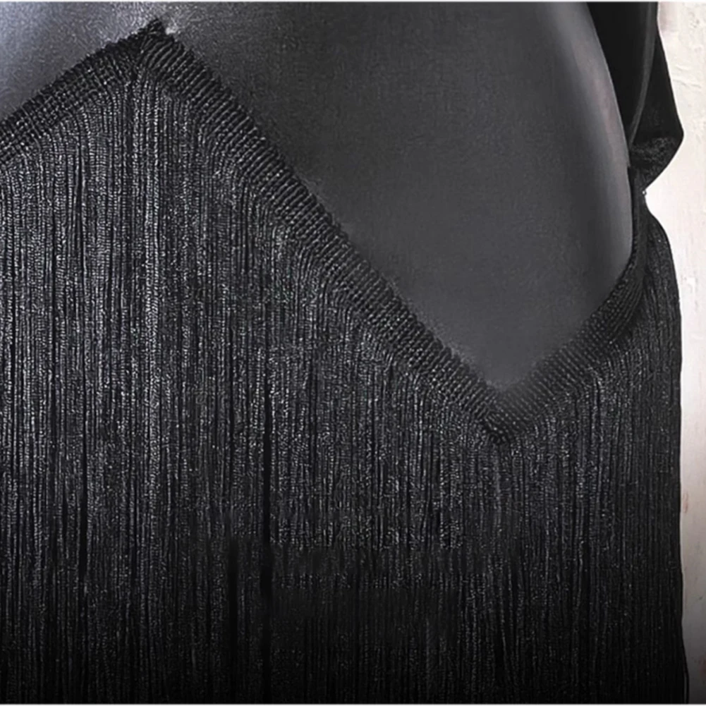 تنورة تانجو فستان قاعة الرقص النسائية الجديدة من الجلد الصناعي، تنورة سامبا سوداء اللاتينية لأداء الفريق، تنورة شرابة