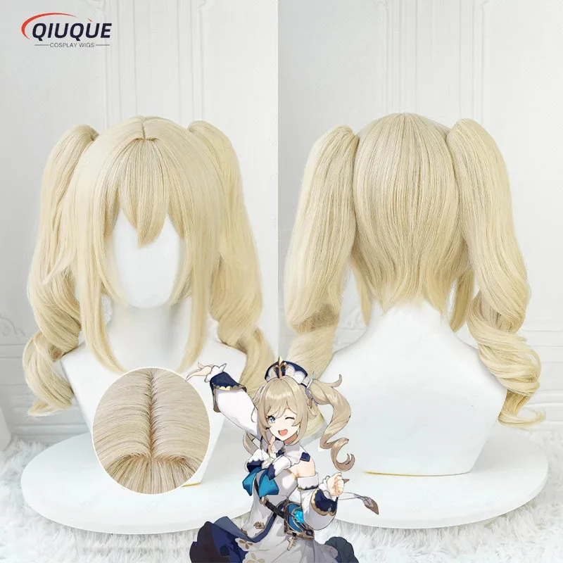 

didi 2025 2025 hhhВысокое качество Game Impact Barbara Косплей Блондин с хвостиками Термостойкие парики из синтетических волос + шапочка для парика