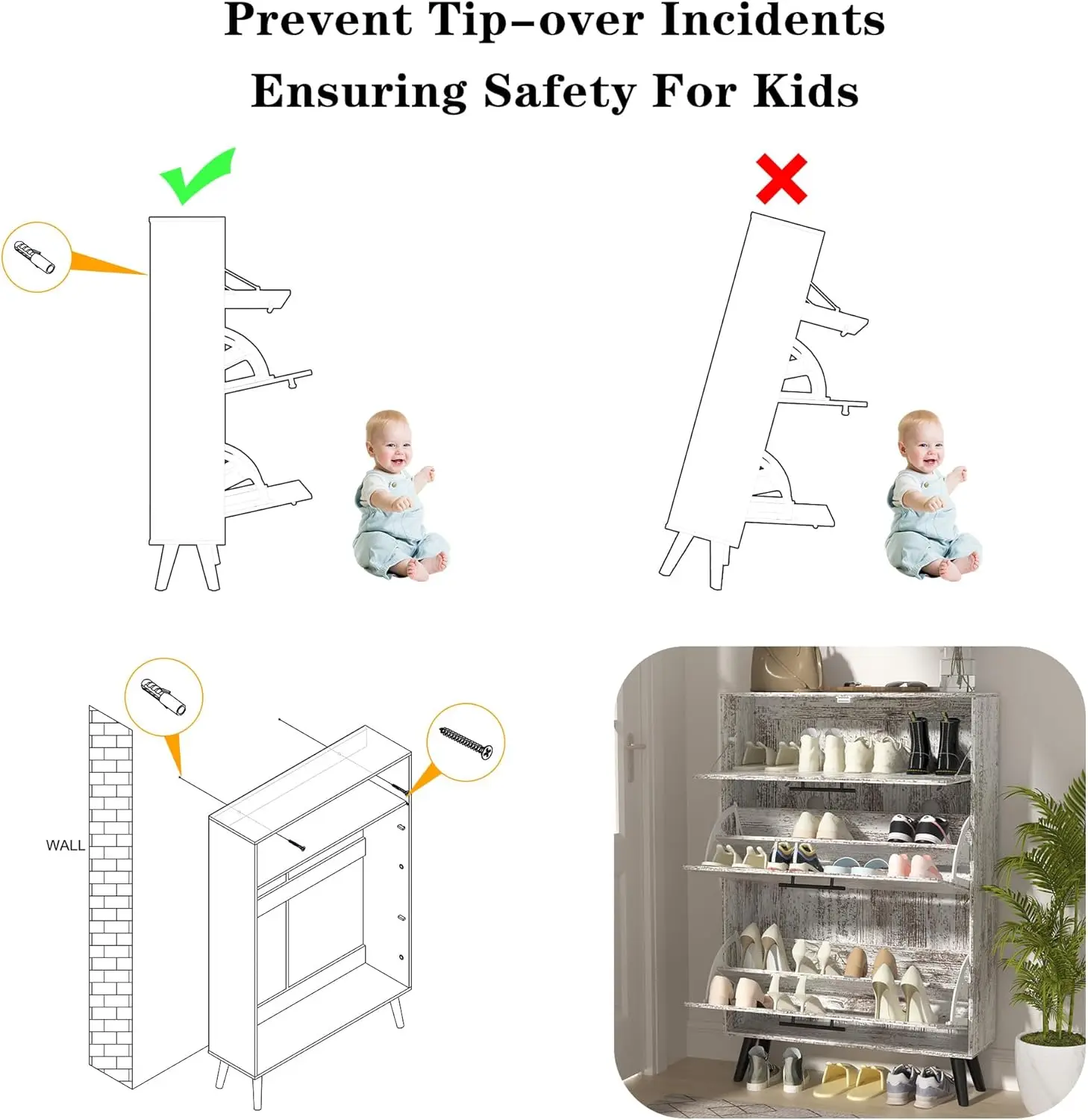 خزانة أحذية ضيقة للمدخل مع درجين قابلين للطي، خزانة أحذية قائمة بذاتها للمزرعة، منظم أحذية خشبي نحيف #6