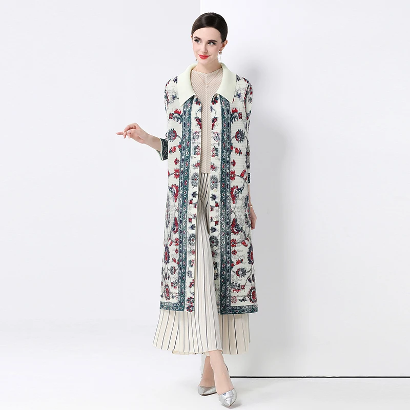 Sukienka damska w stylu Miyake, plisowana, kolekcja jesień 2025 - luksusowa, luźna sukienka koszulowa, elegancki, uniwersalny strój dla mamy, francuska impreza.