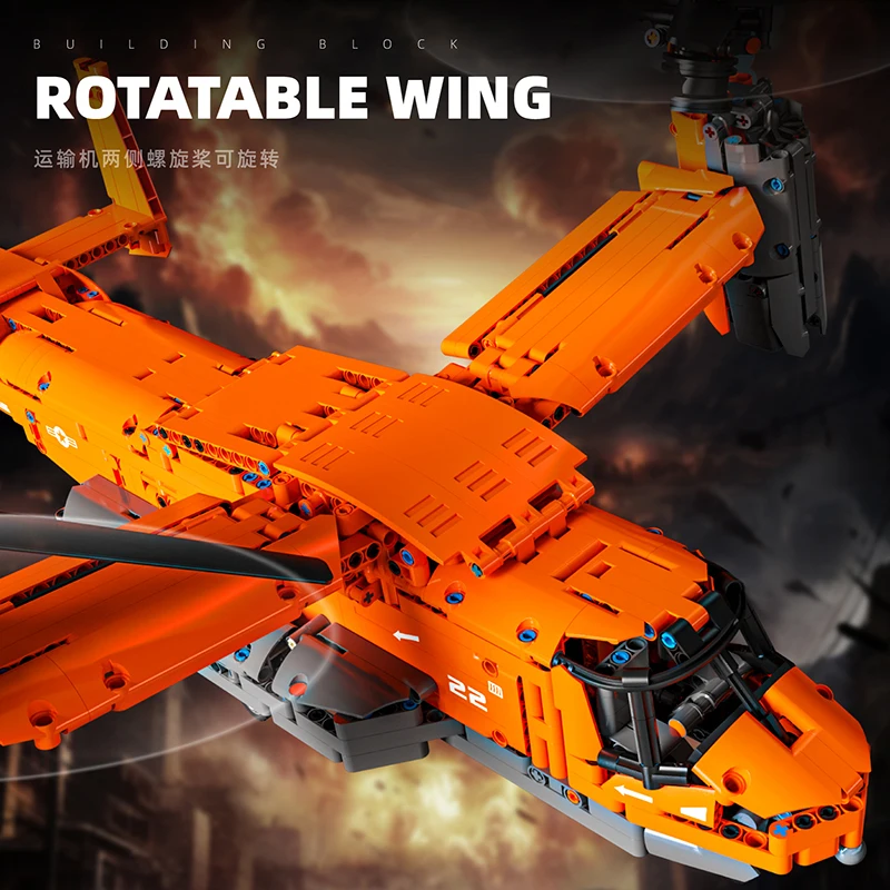 High-tech WW2 Tecnico Osprey Trasporto Aerei Building Blocks Set ad alta tecnologia Caccia militare Mattoni Ragazzi Giocattoli per i regali dei bambini