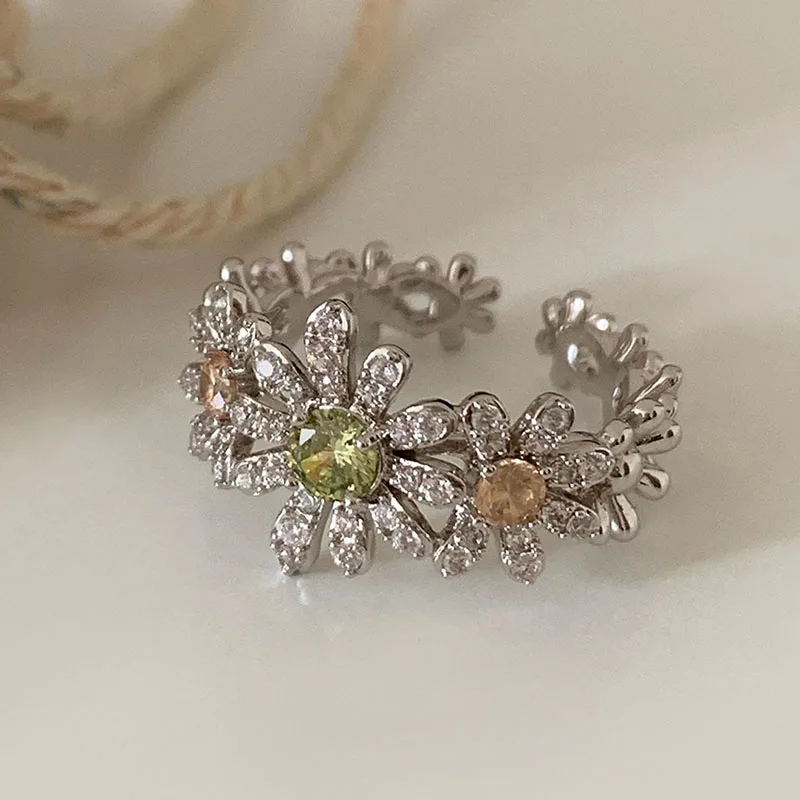 

PANJBJ стерлингового серебра 925 пробы цветочные кольца для женщин циркон дизайн модные милые романтические ювелирные изделия подарок дропшиппинг