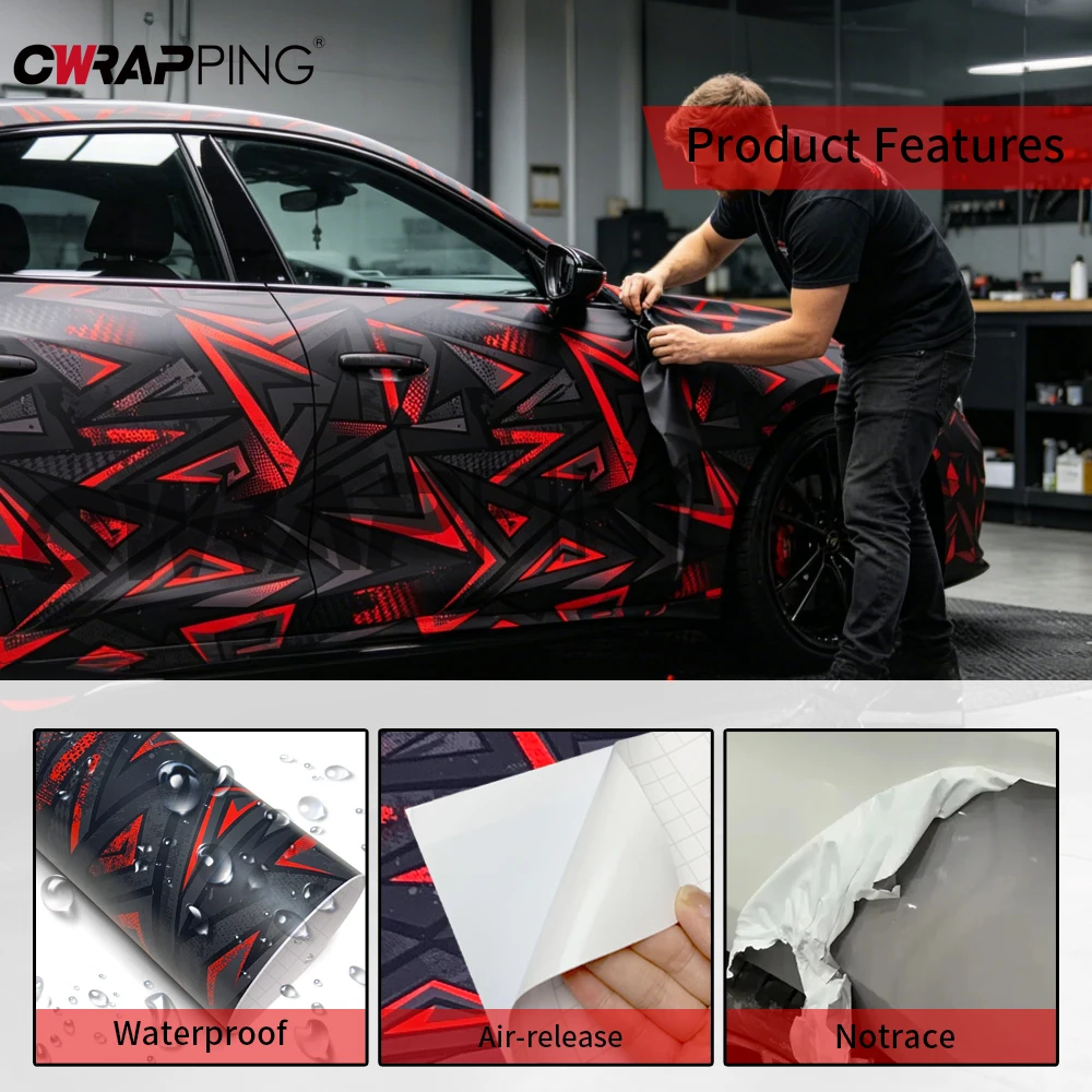 Papel Vinílico Adesivo para Envelopamento de Carros, Acessórios de Camuflagem, Adesivos para Veículos e Motocicletas, Cobertura Completa para Carros