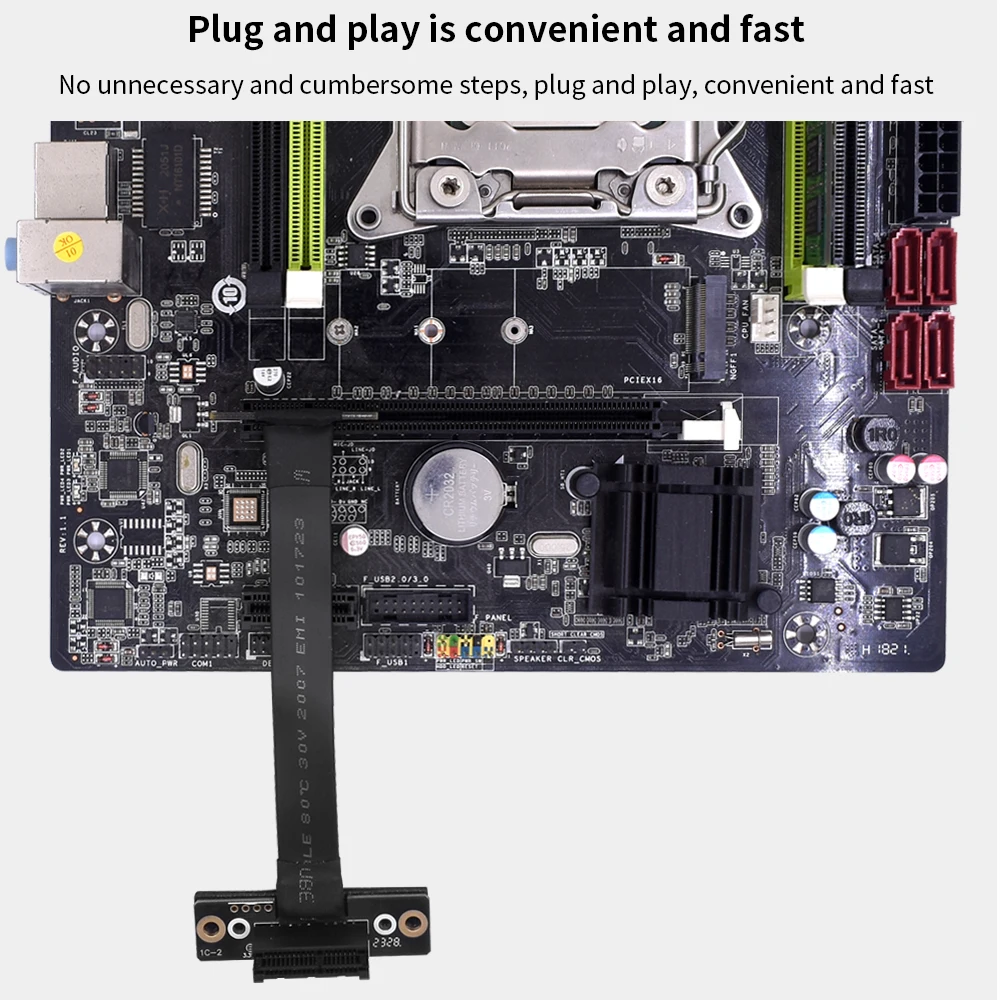 TISHRIC PCIE X1 Extension Cable PCIE3.0 1X To X1 Cable 120MM Dual 90 Degree Right Angle PCI Express 1X 8Gbps High-Speed Extender